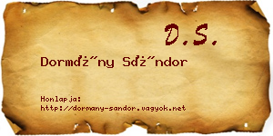 Dormány Sándor névjegykártya