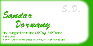 sandor dormany business card